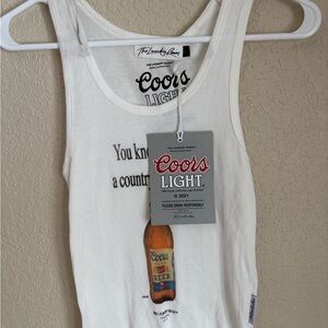 NWT The Laundry Room White Ribbed Coors Light Graphic Tank